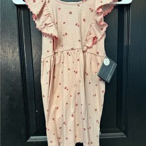 Charming Pink Floral Kids Dress with Ruffle Sleeves